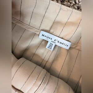 Maison d'Amélie Women's Beige Pinstripe Skirt Set